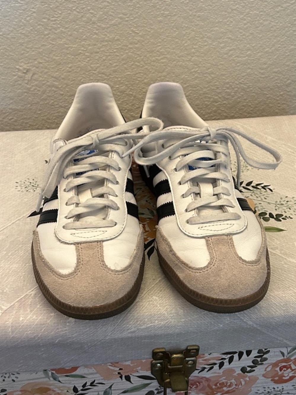 Adidas Sambas EUC Classic White and Beige Men's Retro Trainer with Black Stripes
